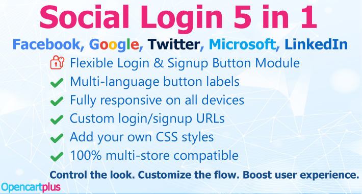 Social Login 5 in 1 — Facebook, Google, Twitter, Microsoft, LinkedIn