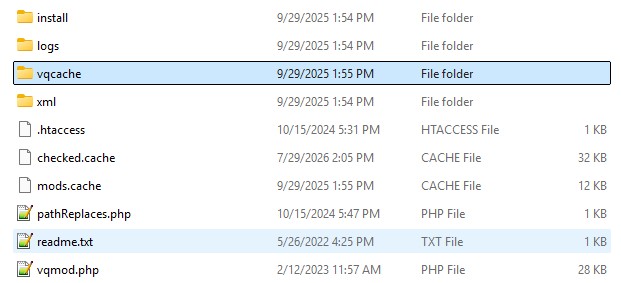Clear Cache VQMOD